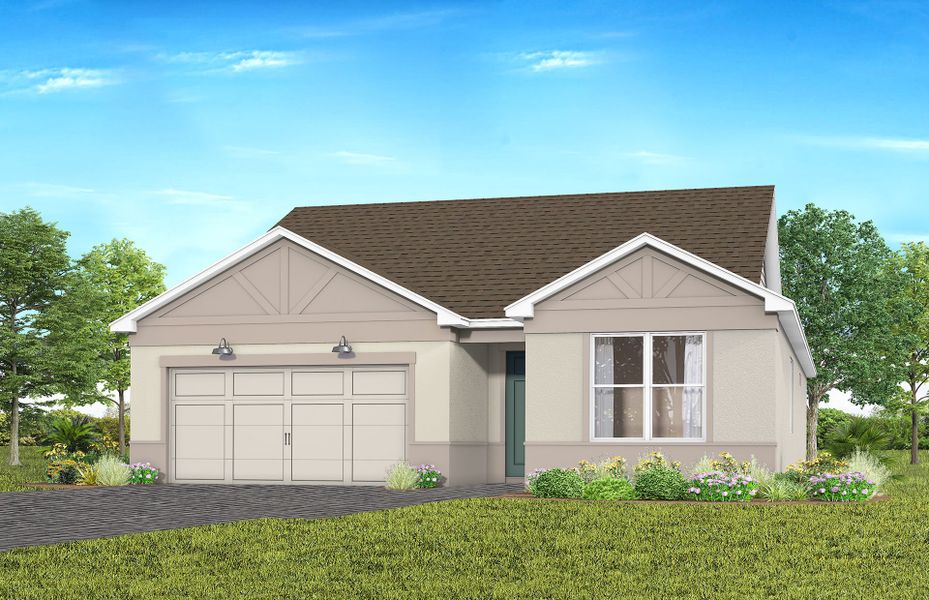 Representative exterior photo of a completed home built from the Palmary by Del Webb in Del Webb Lakehaven, Clermont, FL (Image 18).