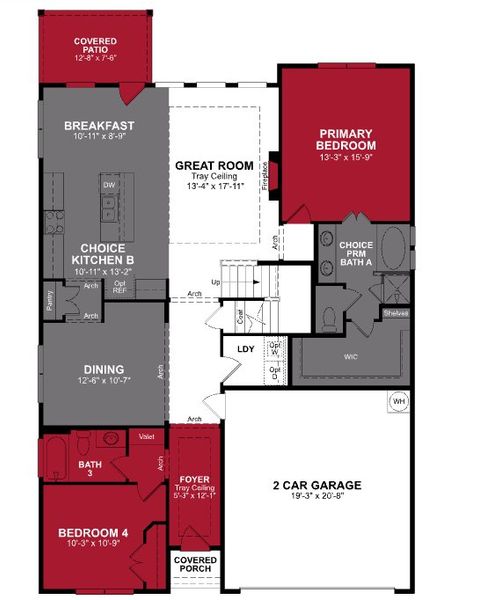 2D floor plan layout of this home in Saratoga, Aubrey, TX (Image 2).