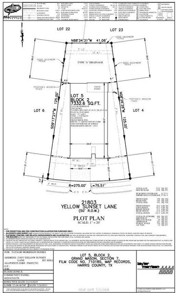 21803 Yellow Sunset Lane Preliminary Plot Plan