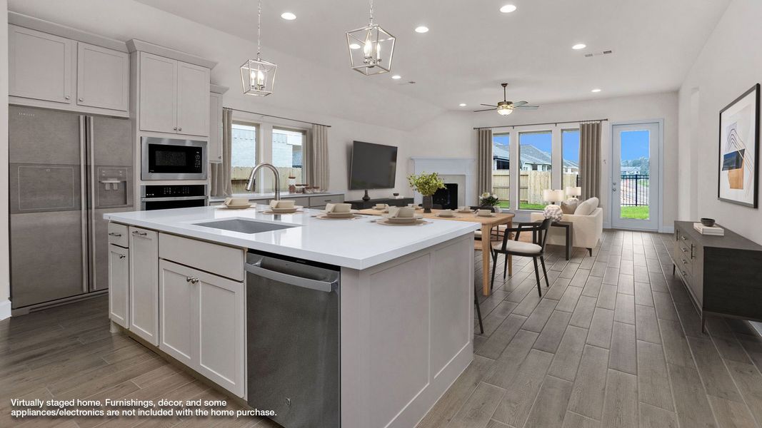 Furnished interior view inside a new home in Grand Central Park 50', Conroe (Image 3). Furnished interior view inside a new home in Grand Central Park 50', Conroe (Image 3).