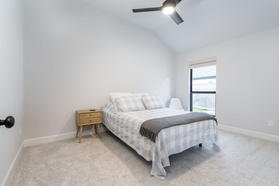 Second secondary bedroom has a remote controlled ceiling fan and a walk-in closet as well. Second secondary bedroom has a remote controlled ceiling fan and a walk-in closet as well.