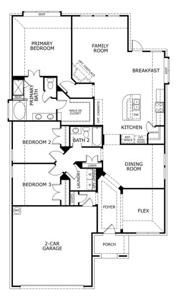 2D floor plan layout for the Concept 1991 by Landsea Homes in El Dorado, Granbury, TX (Image 3).