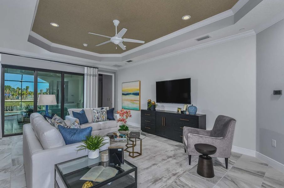 Furnished interior view inside a new home in Boca Royale Golf and Country Club at Wellen Park, Englewood (Image 8).