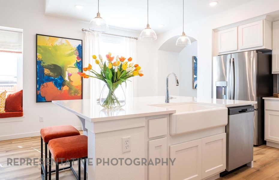 Furnished interior view inside a new home in Pomona: 42ft. lots, Manvel (Image 5).