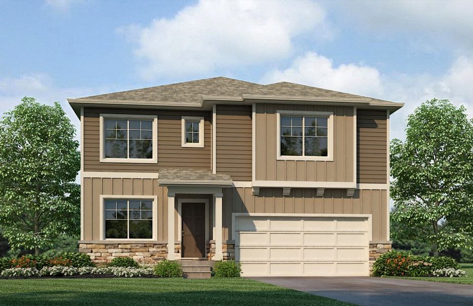 Representative exterior photo of a completed home built from the Bridgeport by D.R. Horton in Brighton Crossing, Brighton, CO (Image 22).