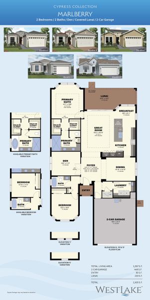 2D floor plan layout for the Marlberry by Minto Communities in Westlake, Loxahatchee, FL (Image 3).