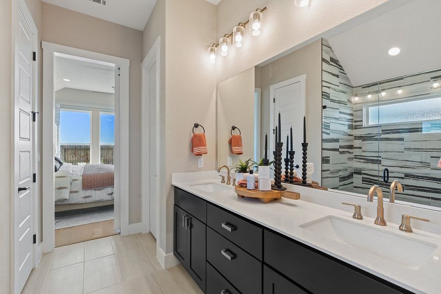 Furnished interior view inside a new home in Park Collection at Lariat, Liberty Hill (Image 29). Furnished interior view inside a new home in Park Collection at Lariat, Liberty Hill (Image 29).