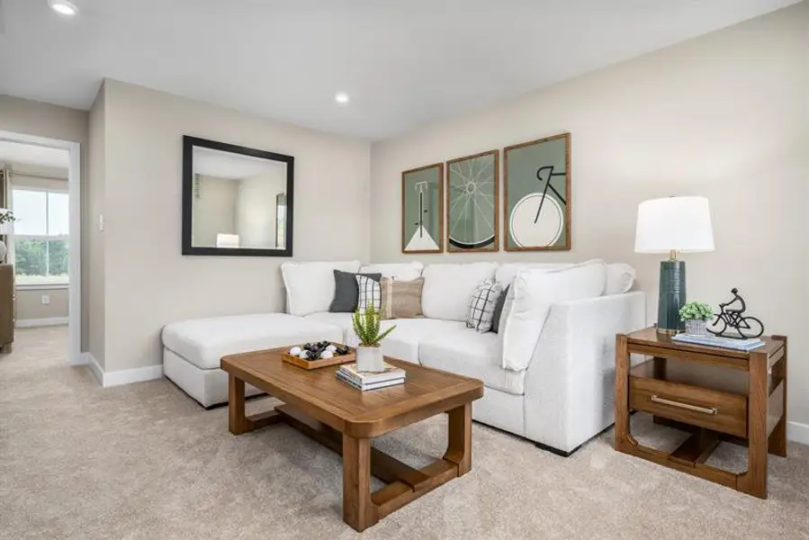 Representative furnished interior of a home built from the Geneva with 3 Car Garage by Ryan Homes in Middle Creek Village, Bolivia (Image 62).