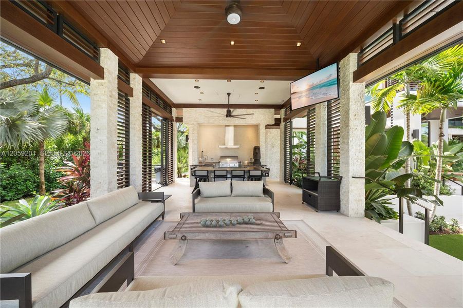 Exterior details and patio area of a home in , Coral Gables (Image 16).