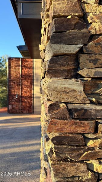 detail of stacked stone wall detail