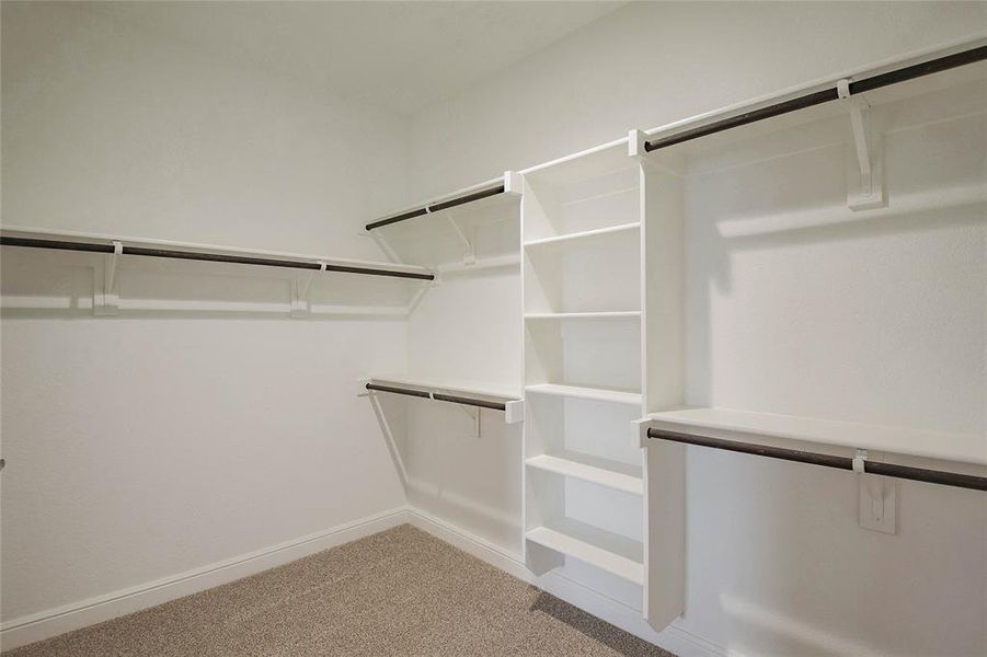 Spacious closet with light carpet Spacious closet with light carpet