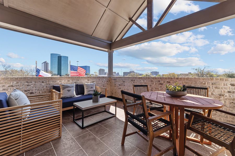 Representative exterior details of a home built from the The Julien by David Weekley Homes in Hillside at Las Colinas, Irving (Image 3).