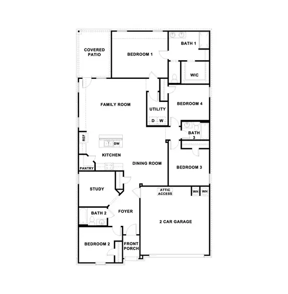 2D floor plan layout of this home in Southgrove, Kyle, TX (Image 3). 2D floor plan layout of this home in Southgrove, Kyle, TX (Image 3).