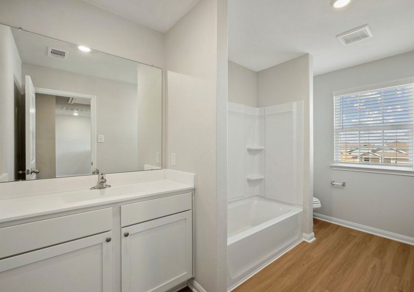 Spacious secondary bathroom located upstairs