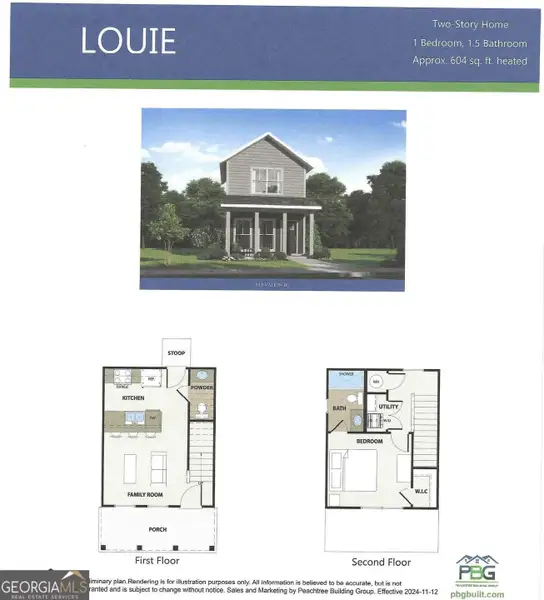 2D floor plan layout of this home in The Cottages at East Lanier, Fayetteville, GA (Image 3).