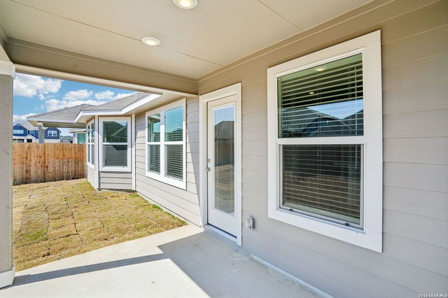 Exterior details and patio area of a home in Estancia Ranch - Classic Series, San Antonio (Image 22).