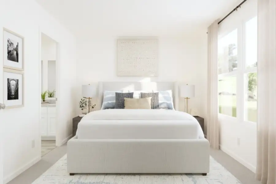 A white couch in a room.