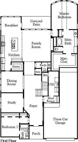 2D floor plan layout of this home in Bridgeland, Cypress, TX (Image 3).
