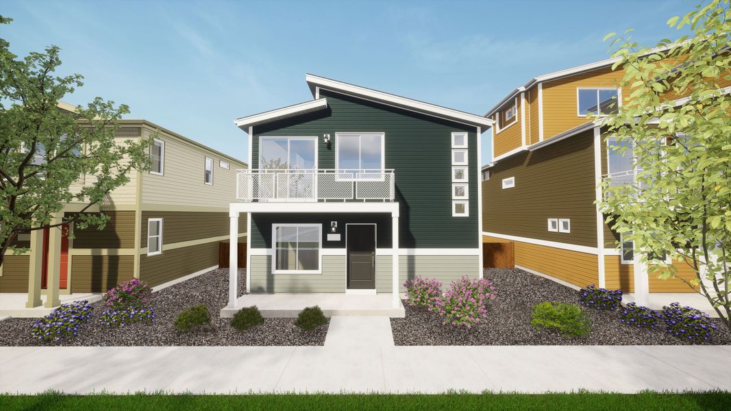 Representative exterior photo of a completed home built from the Muir by Oakwood Homes Co in Muegge Farms, Bennett, CO (Image 17).