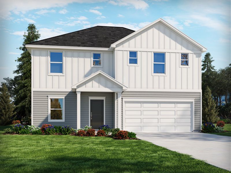 Representative exterior photo of a completed home built from the Cottonwood by Meritage Homes in Riverwood Farm, Piedmont, SC (Image 2). Representative exterior photo of a completed home built from the Cottonwood by Meritage Homes in Riverwood Farm, Piedmont, SC (Image 2).