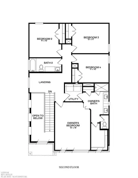2D floor plan layout of this home in Oakberry Trails, Waller, TX (Image 2).