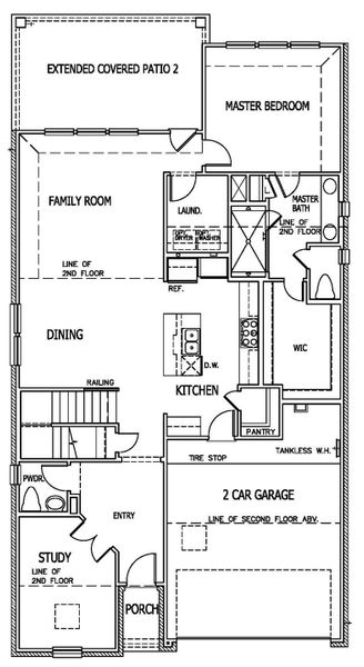 2D floor plan layout of this home in Santa Rita Ranch, Liberty Hill, TX (Image 5).