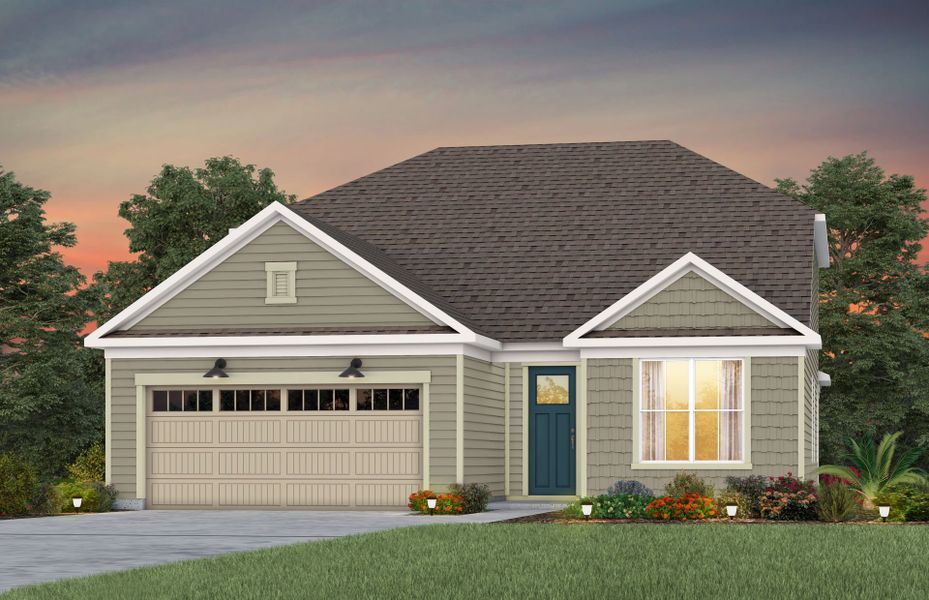 Front exterior of a new home in Carolina Riverside, Belmont, NC, highlighting curb appeal (Image 21).