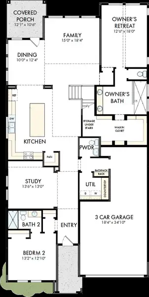 2D floor plan layout of this home in The George - Enclave Collection, Richmond, TX (Image 2).