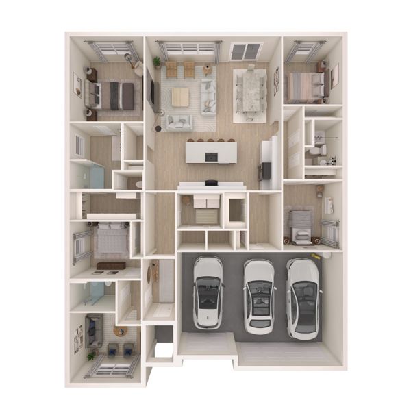 2D floor plan layout for the Aegean by K. Hovnanian® Homes in Aspire at Port St. Lucie, Port St. Lucie, FL (Image 6).