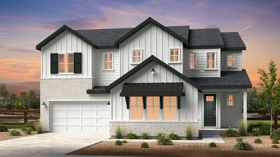 Representative exterior photo of a completed home built from the Keystone II by Taylor Morrison in Hillside at Crystal Valley Destination Collection, Castle Rock, CO (Image 21).
