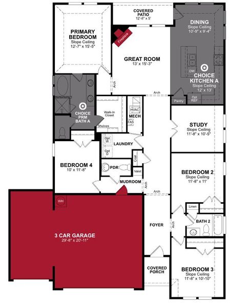 2D floor plan layout of this home in Goodland: Overlook 60', Midlothian, TX (Image 3).