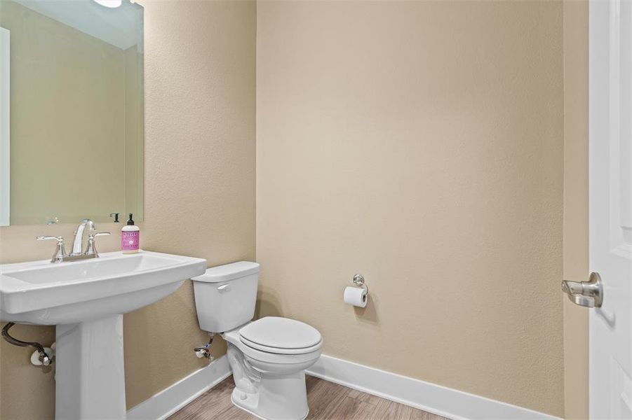 The half bath is just off the great room.