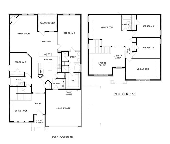 2D floor plan layout for the Hampton by D.R. Horton in Morning Ridge, Princeton, TX (Image 3).