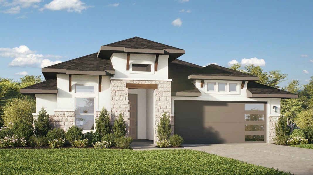 2D floor plan layout for the Juniper by DRB Homes in The Crossvine, Schertz, TX (Image 4).