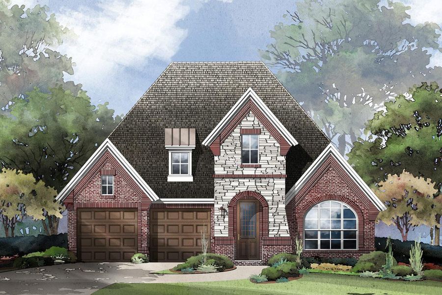 Representative exterior photo of a completed home built from the Grand Whitehall II by Grand Homes in Grand Oaks, Celina, TX (Image 23).