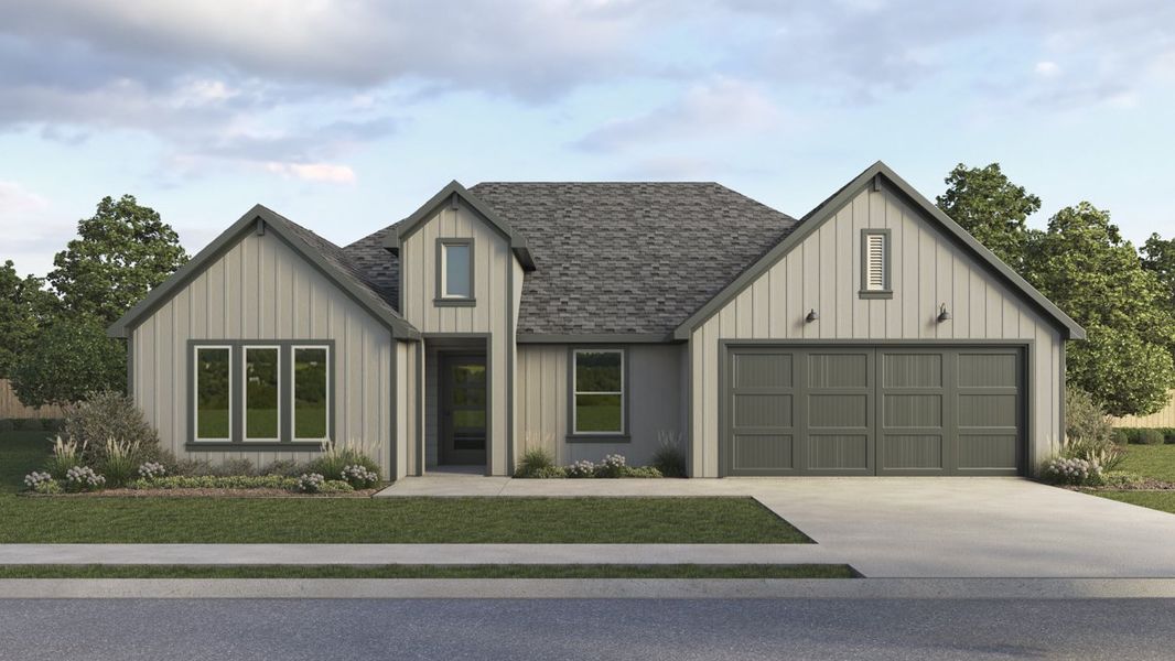 Representative exterior photo of a completed home built from the Fiedor by D.R. Horton in Windrose, Pilot Point, TX (Image 1). Representative exterior photo of a completed home built from the Fiedor by D.R. Horton in Windrose, Pilot Point, TX (Image 1).