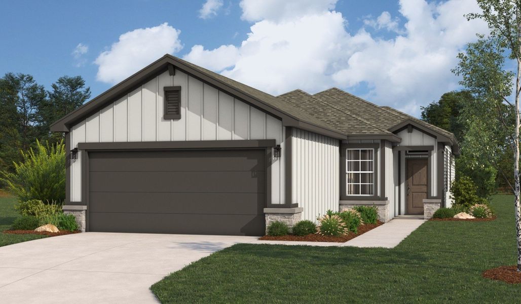 Representative exterior photo of a completed home built from the Sabrine by Hakes Brothers in Highland Ridge, New Braunfels, TX (Image 24).