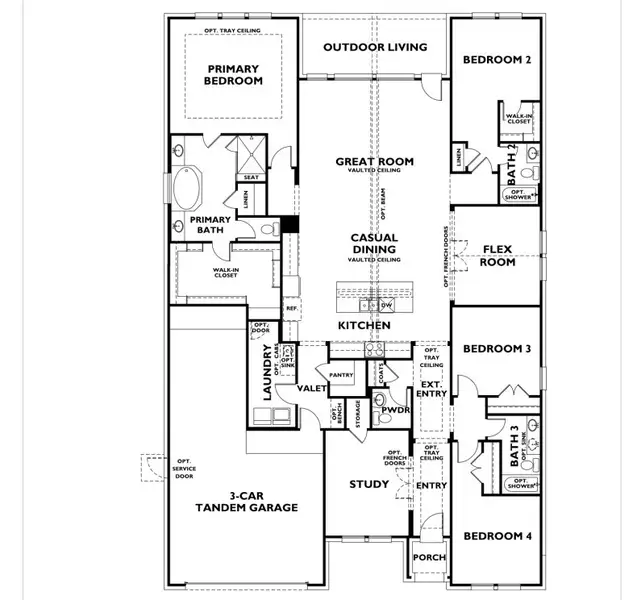 2D floor plan layout for the Plan 5039 by Shea Homes in Legacy 65', Friendswood, TX (Image 2).