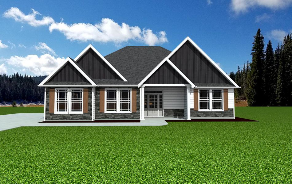 Representative exterior photo of a completed home built from the Roosevelt Elite by Enchanted Homes in Smokey Hills, Campobello, SC (Image 2).