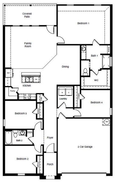 2D floor plan layout of this home in Rosewood at Beltmill, Fort Worth, TX (Image 4).