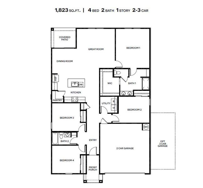 2D floor plan layout of this home in Hanson Ridge, Vail, AZ (Image 4).