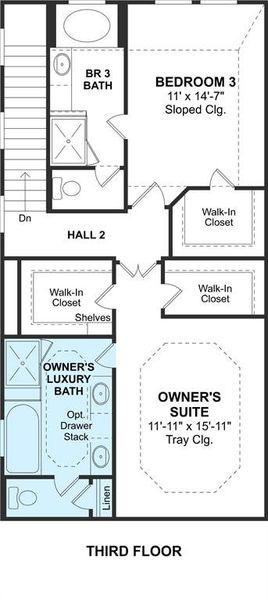 The Radcliffe II floor plan by K. Hovnanian Homes. 3rd Floor shown. *Prices, plans, dimensions, features, specifications, materials, and availability of homes or communities are subject to change without notice or obligation.