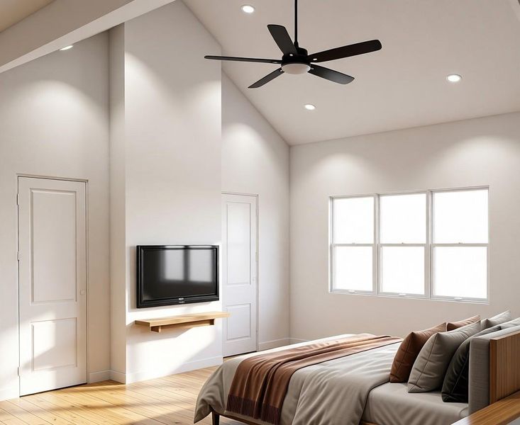 1921 West St - 2nd floor primary bedroom rendering, selections will vary and subject to change