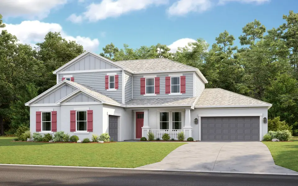 Representative exterior photo of a completed home built from the Anna Marie by Taylor Morrison in Hammock at Two Rivers, Zephyrhills, FL (Image 16).