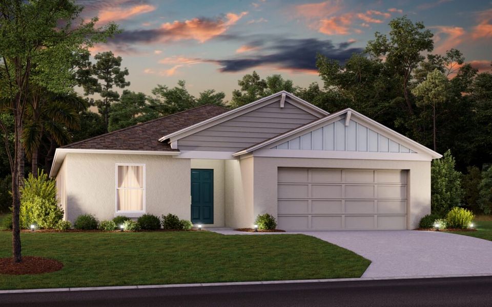 Representative exterior photo of a completed home built from the Valeria by Casa Fresca Homes in Scenic Terrace, Haines City, FL (Image 5).