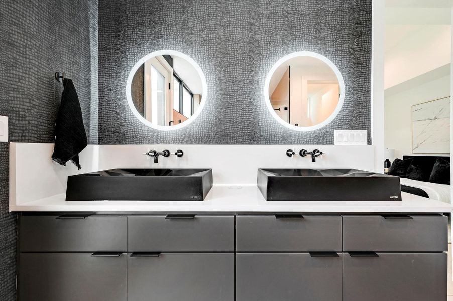 Full bath featuring double vanity