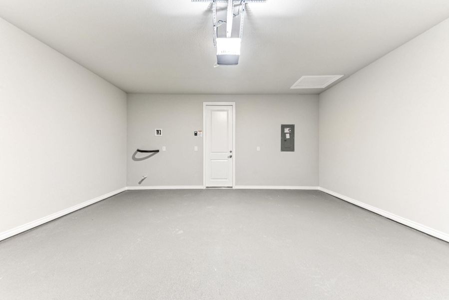 Unfurnished room with electric panel and concrete floors Unfurnished room with electric panel and concrete floors