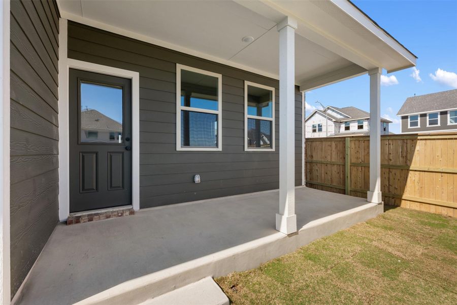 Exterior details and patio area of a home in Patterson Ranch, Georgetown (Image 26).
