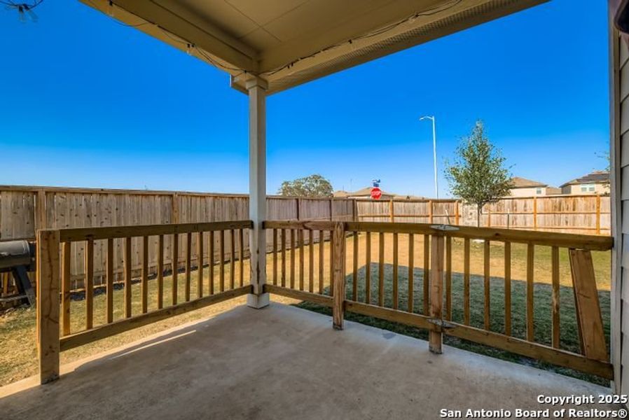 Exterior details and patio area of a home in Riverstone at Westpointe, San Antonio (Image 23).
