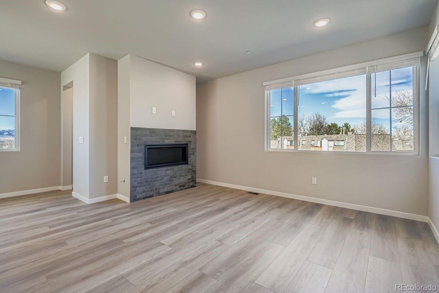Great room with fireplace